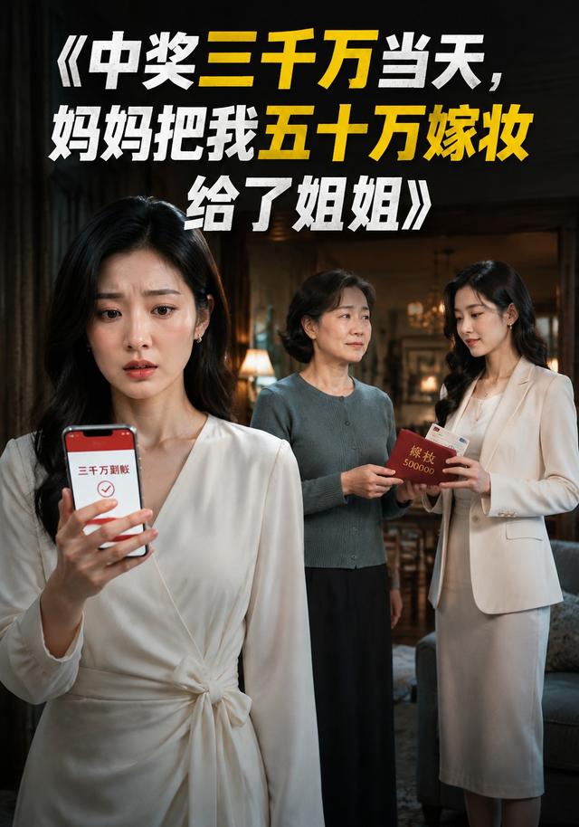 中奖三千万当天，妈妈把我五十万嫁妆给了姐