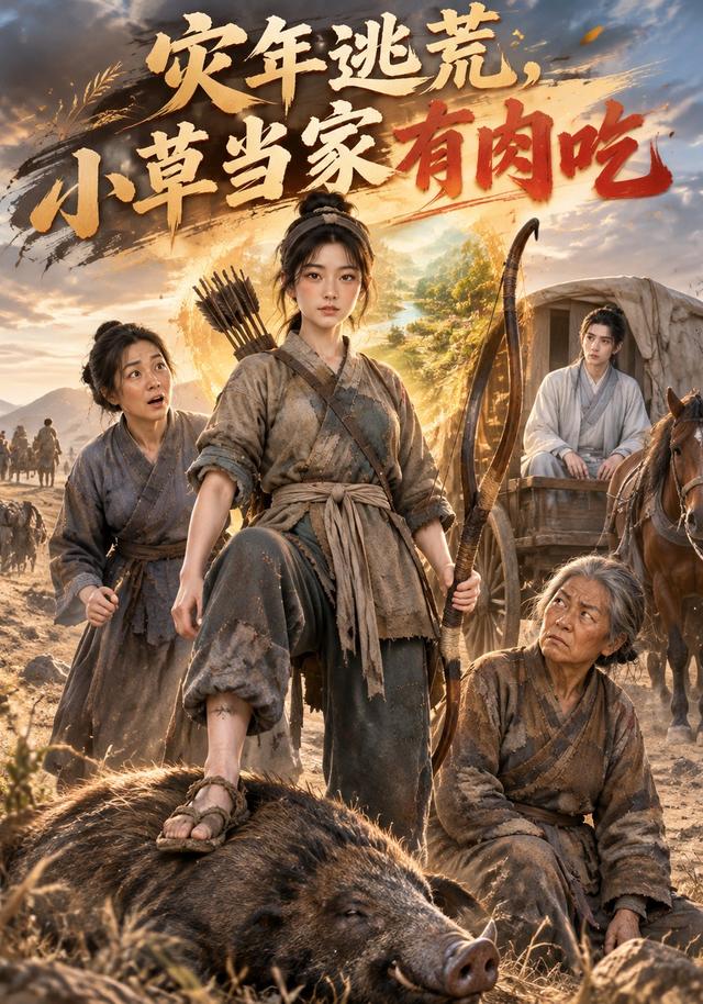 灾年逃荒，小草当家有肉吃