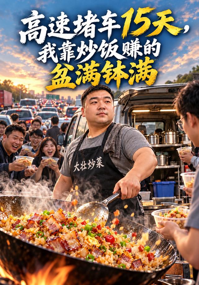 高速堵车15天，我靠炒饭赚的盆满钵满