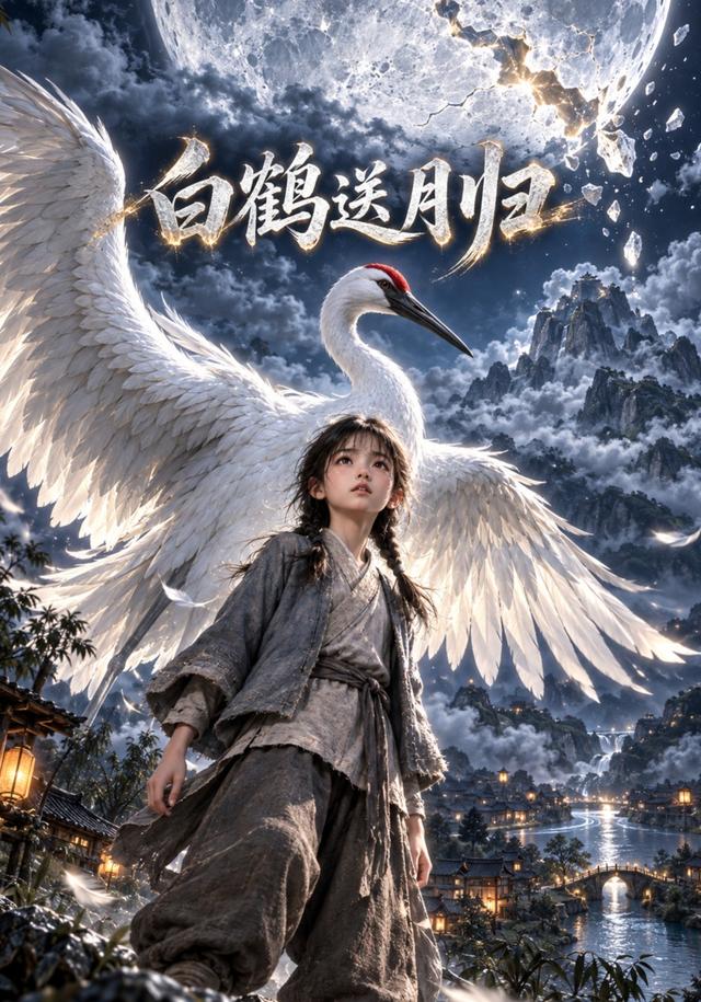 白鹤送月归