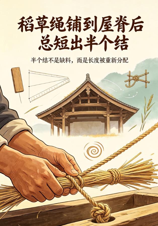 稻草绳铺到屋脊后总短出半个结 cover