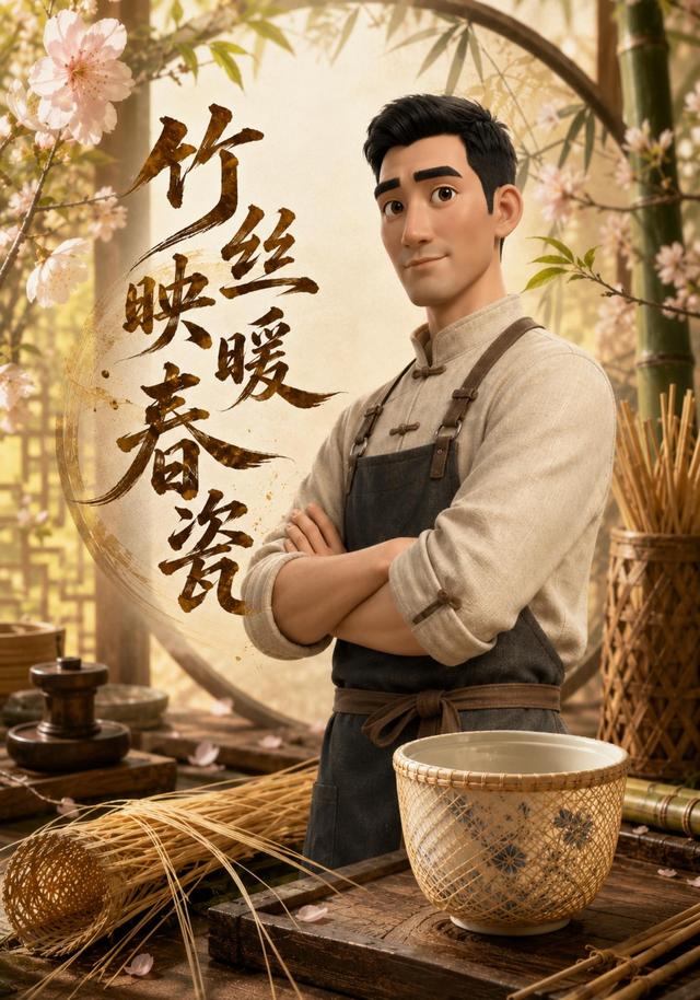竹丝映暖春瓷