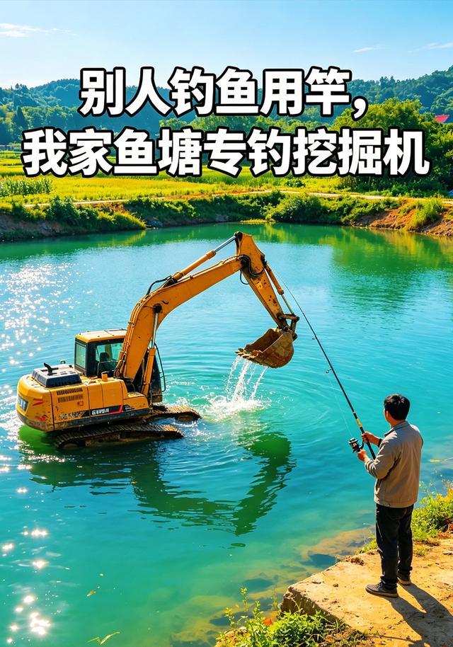 别人钓鱼用竿，我家鱼塘专钓挖掘机 cover