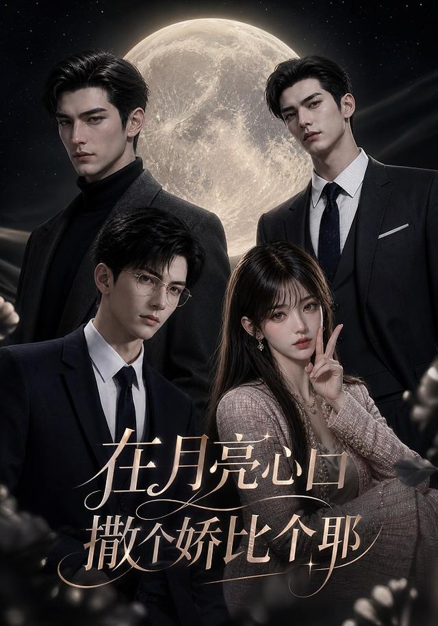 在月亮心口撒个娇比个耶