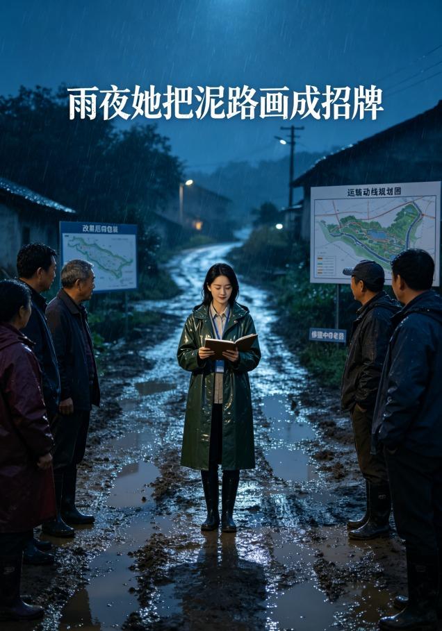 雨夜她把泥路画成招牌
