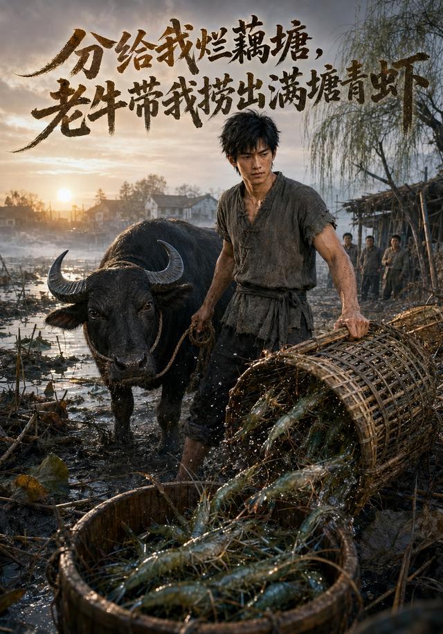 分给我烂藕 塘，老牛带我捞出满塘青虾